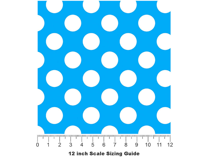 Electric Blue Polka Dot Vinyl Film Pattern Size 12 inch Scale~Rwraps Electric Blue Polka Dot Sizing Chart~2
