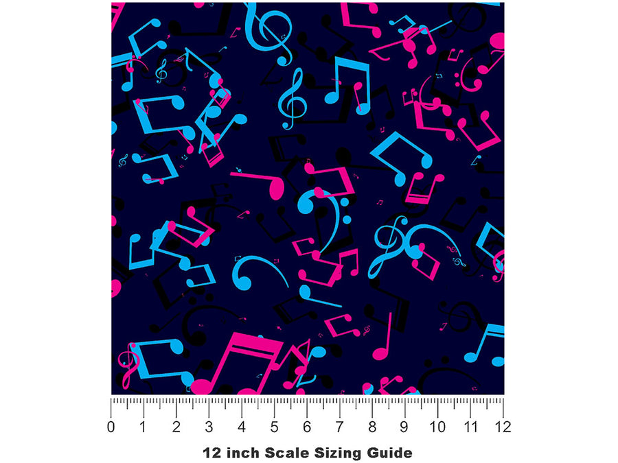 Electric Notes Music Vinyl Film Pattern Size 12 inch Scale~Rwraps Electric Notes Music Sizing Chart~2