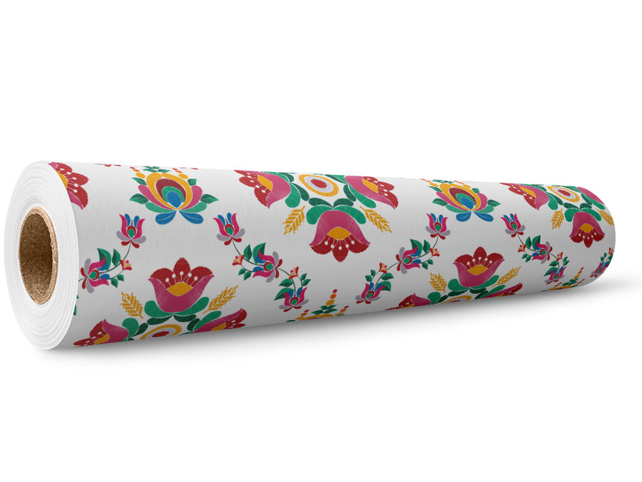 Embroidered Tulips Mandala Wrap Film Wholesale Roll~Rwraps Series 914 Digitally Printed Vinyl Roll~5