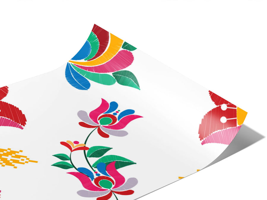 Embroidered Tulips Mandala Vinyl Wraps~Rwraps Series 914 Digitally Printed Vinyl Wrap~0