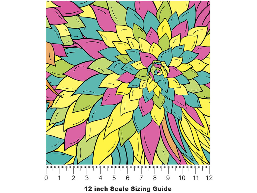 Entranced Fascination Floral Vinyl Film Pattern Size 12 inch Scale~Rwraps Entranced Fascination Floral Sizing Chart~2