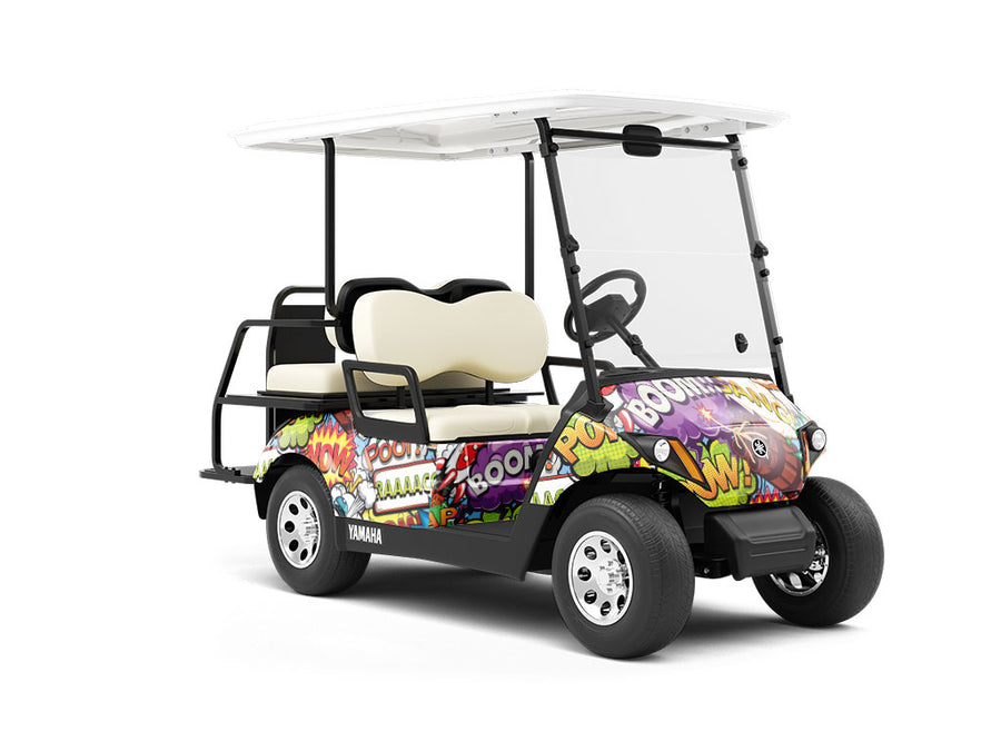 Espionage Comic Sticker Bomb Wrapped Golf Cart