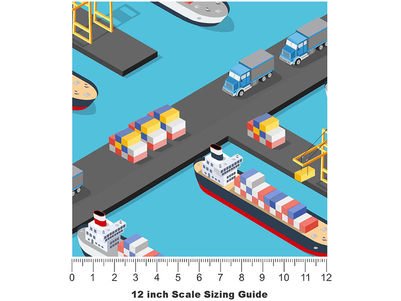 Exported Goods Cityscape Vinyl Film Pattern Size 12 inch Scale~Rwraps Exported Goods Cityscape Sizing Chart~3