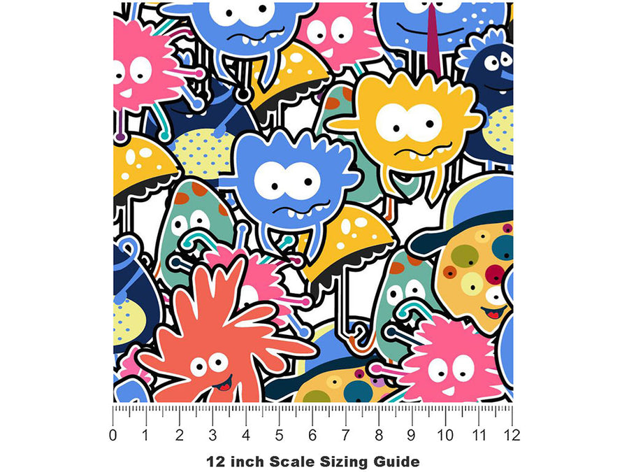 Extraterrestrial Parade Sticker Bomb Vinyl Film Pattern Size 12 inch Scale~Rwraps Extraterrestrial Parade Sticker Bomb Sizing Chart~3