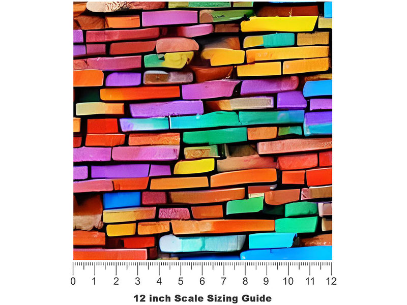 Face Brick Vinyl Film Pattern Size 12 inch Scale~Rwraps Face Brick Sizing Chart~3