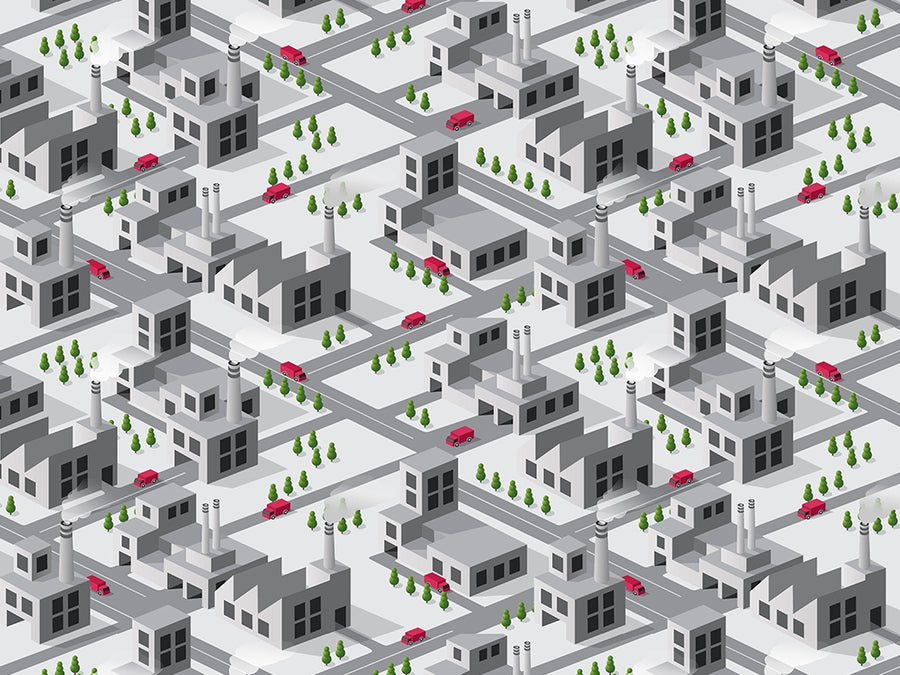 Factory Town Cityscape Vinyl Wrap Pattern~Rwraps Series 914 Digitally Printed Vinyl Wrap~0