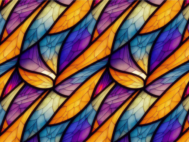 Falling Leaves Stained Glass Vinyl Wrap Pattern~Rwraps Series 914 Digitally Printed Vinyl Wrap~0