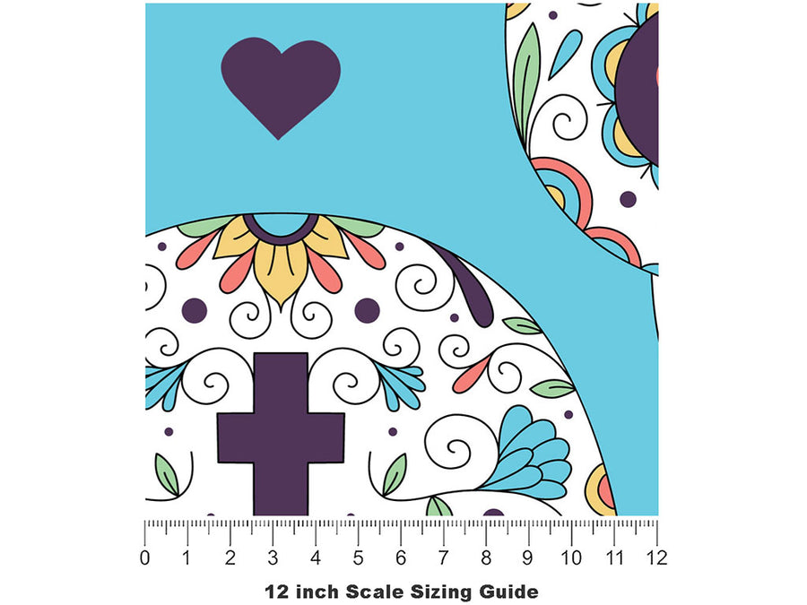 Familial Love Day of the Dead Vinyl Film Pattern Size 12 inch Scale~Rwraps Familial Love Day of the Dead Sizing Chart~2