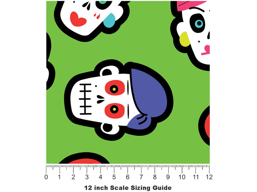 Family Reunion Day of the Dead Vinyl Film Pattern Size 12 inch Scale~Rwraps Family Reunion Day of the Dead Sizing Chart~2