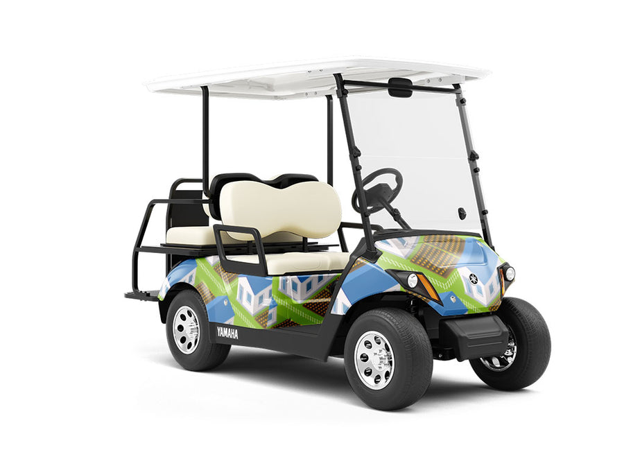 Farming Grains Cityscape Wrapped Golf Cart