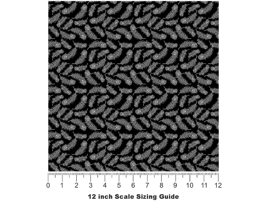 Feathered Midnight Birds Vinyl Film Pattern Size 12 inch Scale~Rwraps Feathered Midnight Birds Sizing Chart~2
