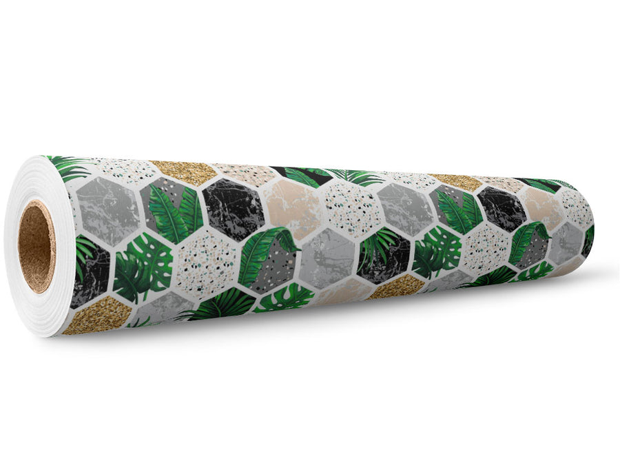 Fern Hexagonal Tile Wrap Film Wholesale Roll~Rwraps Series 914 Digitally Printed Vinyl Roll~5