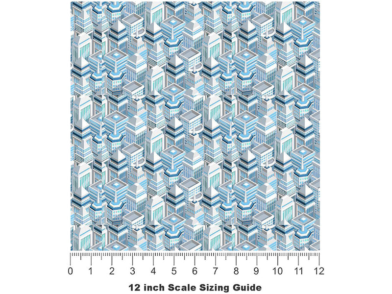 Financial District Cityscape Vinyl Film Pattern Size 12 inch Scale~Rwraps Financial District Cityscape Sizing Chart~3