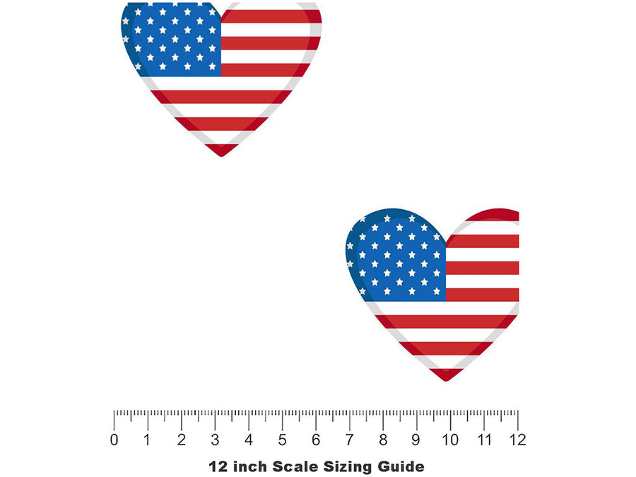 Flag Love Americana Vinyl Film Pattern Size 12 inch Scale~Rwraps Flag Love Americana Sizing Chart~3