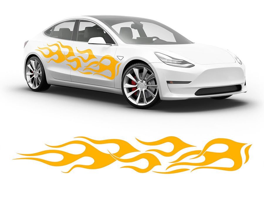 3M Sunflower Yellow Flames Body Graphic~Full Side Auto Decal Kit~0