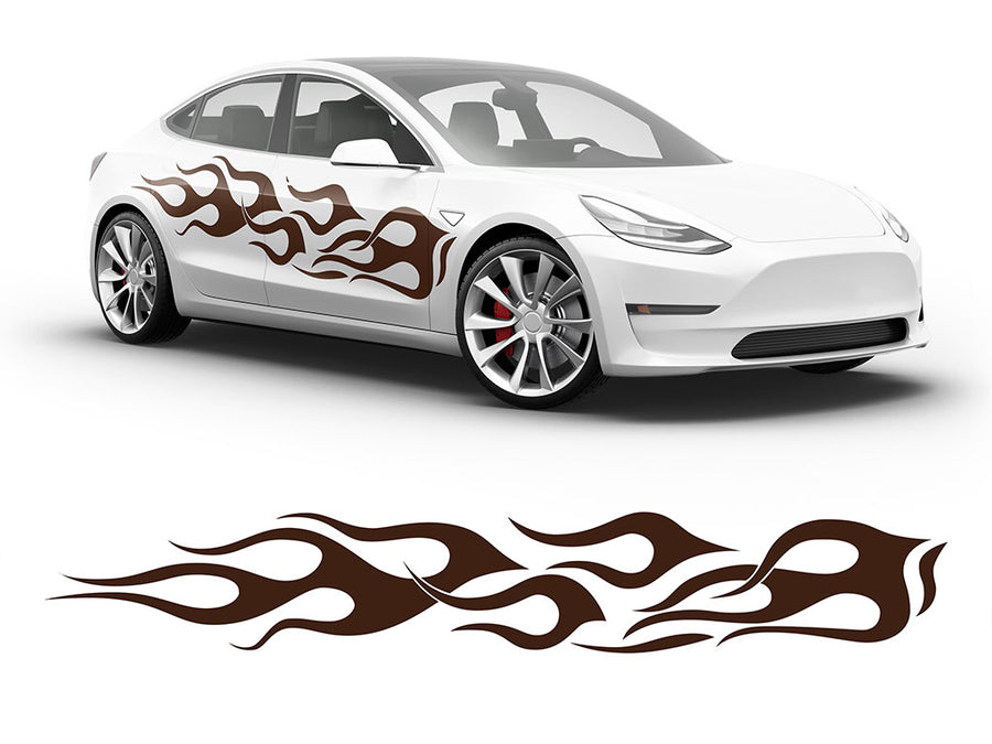 3M Brown Flames Body Graphic~Full Side Auto Decal Kit~0