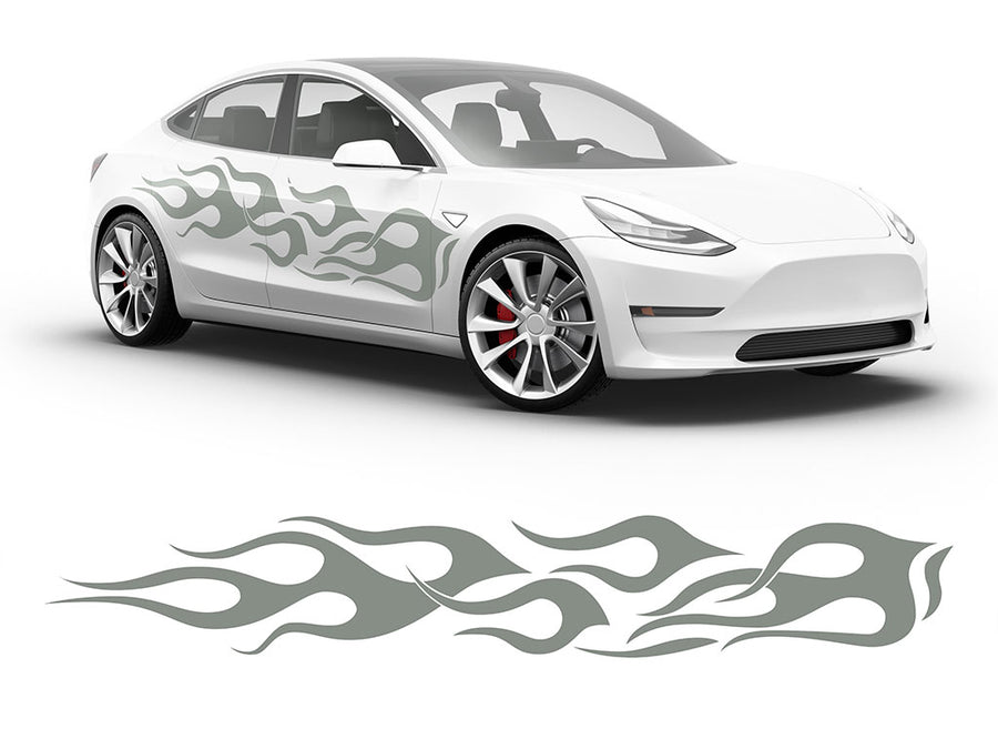3M Light Gray Flames Body Graphic~Full Side Auto Decal Kit~0