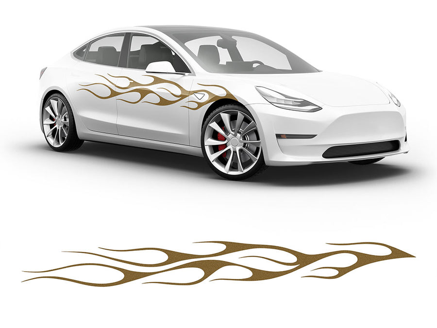 3M Gold Flames in the Wind Body Graphic~Full Side Auto Decal Kit~0
