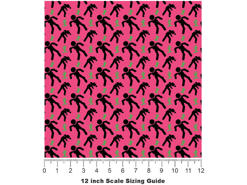 Flesh Grabbers Zombie Vinyl Film Pattern Size 12 inch Scale~Rwraps Flesh Grabbers Zombie Sizing Chart~2