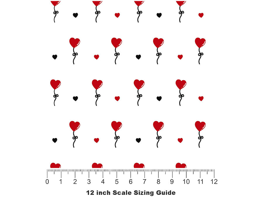 Floating Above Heart Vinyl Film Pattern Size 12 inch Scale~Rwraps Floating Above Heart Sizing Chart~2