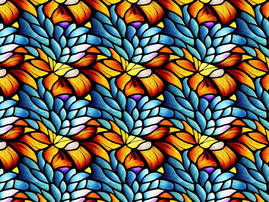 Floating Leaves Stained Glass Vinyl Wrap Pattern~Rwraps Series 914 Digitally Printed Vinyl Wrap~0