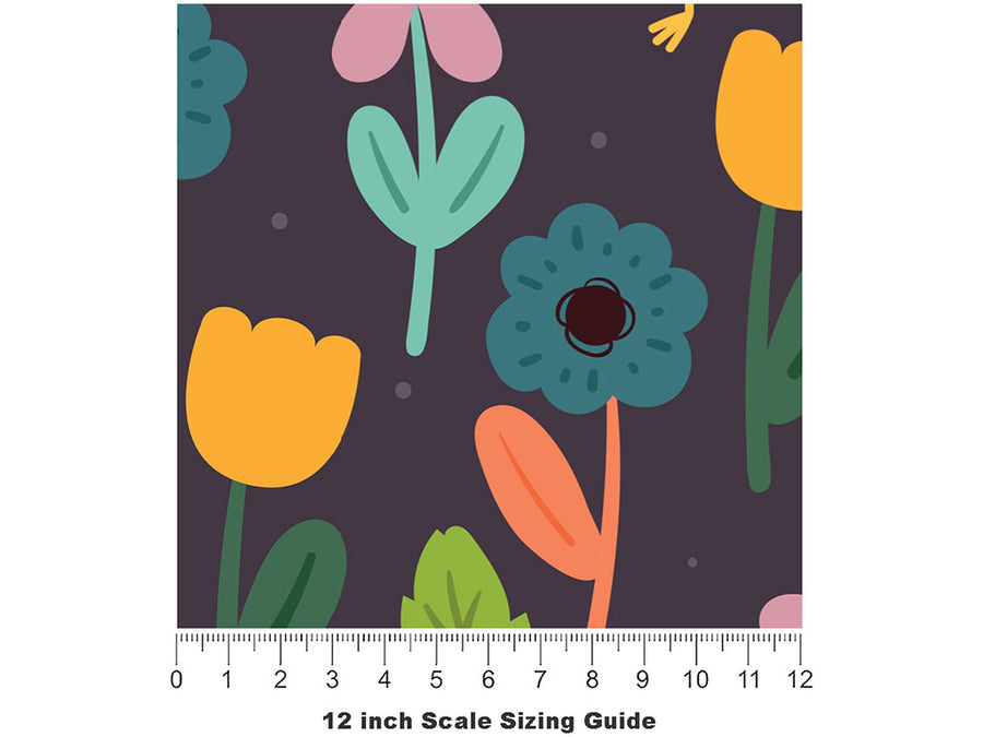 Flower Fun Birds Vinyl Film Pattern Size 12 inch Scale~Rwraps Flower Fun Birds Sizing Chart~2