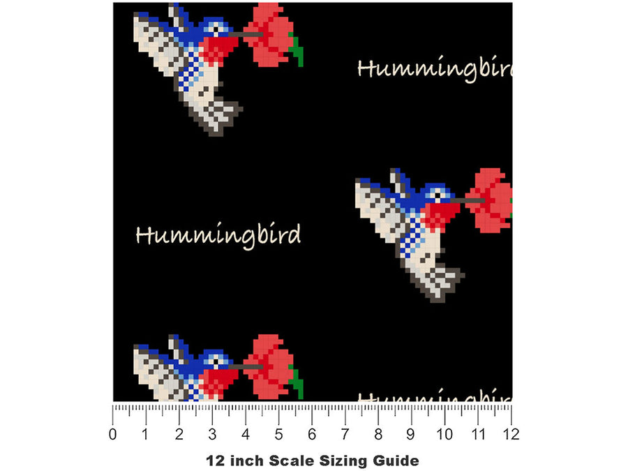 Fluttering Pixels Birds Vinyl Film Pattern Size 12 inch Scale~Rwraps Fluttering Pixels Birds Sizing Chart~2