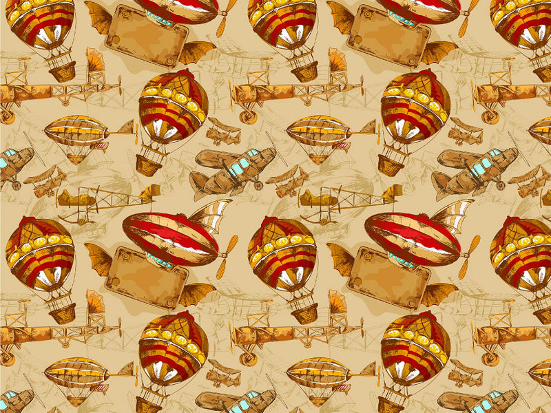 Flying Machines Steampunk Vinyl Wrap Pattern~Rwraps Series 914 Digitally Printed Vinyl Wrap~0