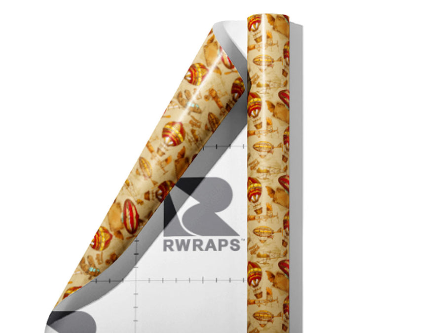 Flying Machines Steampunk Wrap Film Sheets~Rwraps Series 914 Flying Machines Steampunk Scrolled Sheet~3