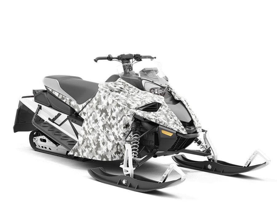 Foggy Woodland Camouflage Custom Wrapped Snowmobile