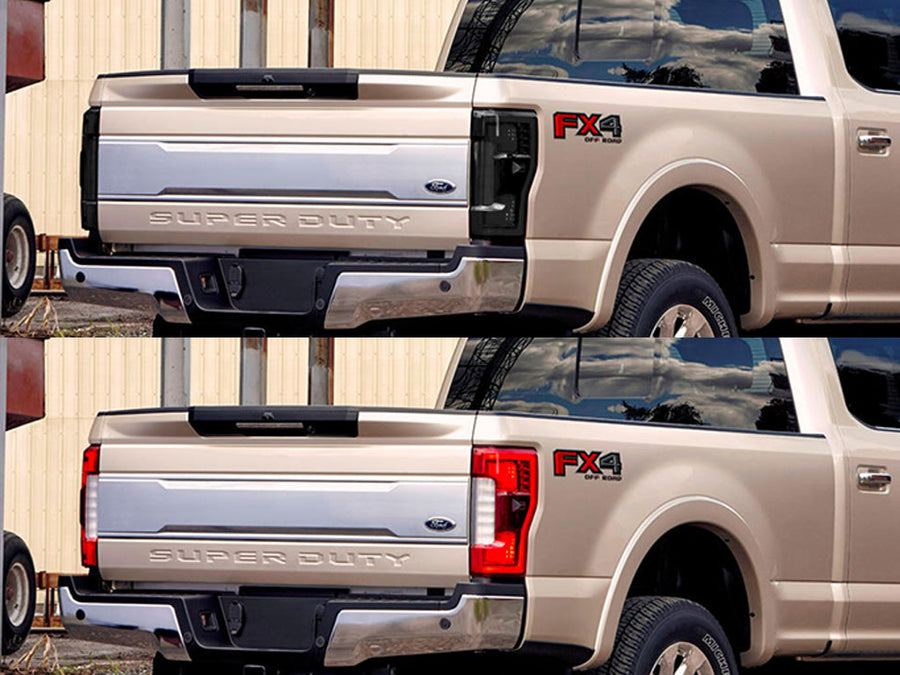 f-350 Before and After Smoked Taillights