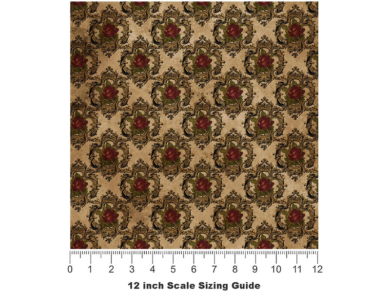 Framed Roses Gothic Vinyl Film Pattern Size 12 inch Scale~Rwraps Framed Roses Gothic Sizing Chart~2