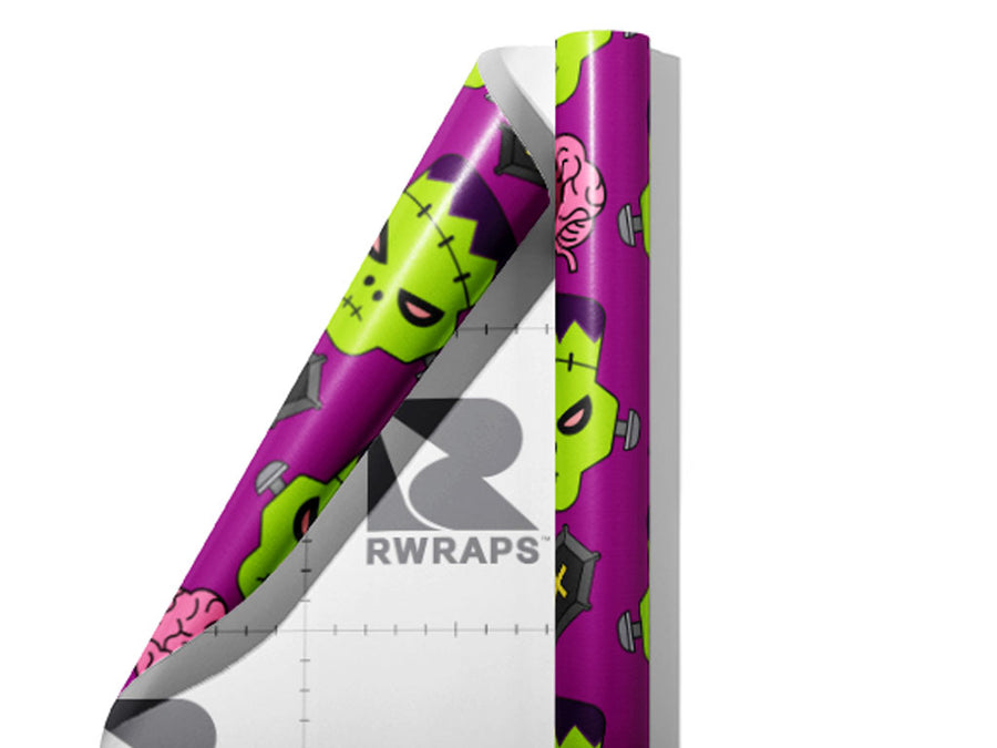 Frankenstein Revenge Halloween Wrap Film Sheets~Rwraps Series 914 Frankenstein Revenge Halloween Scrolled Sheet~3