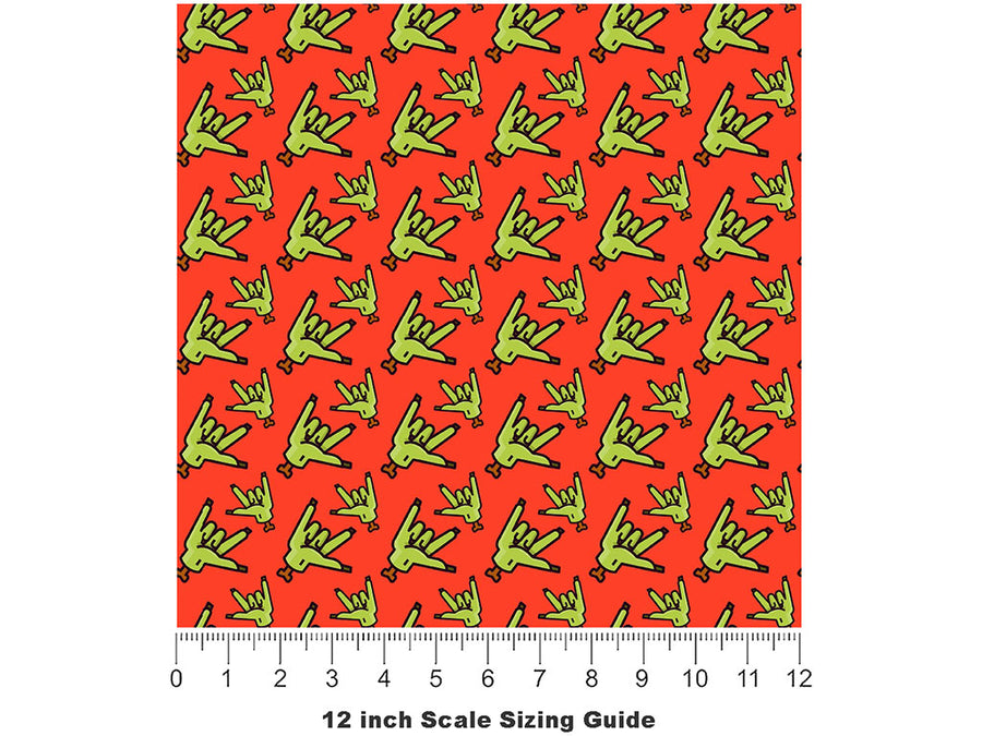 Freehand Rock Zombie Vinyl Film Pattern Size 12 inch Scale~Rwraps Freehand Rock Zombie Sizing Chart~2
