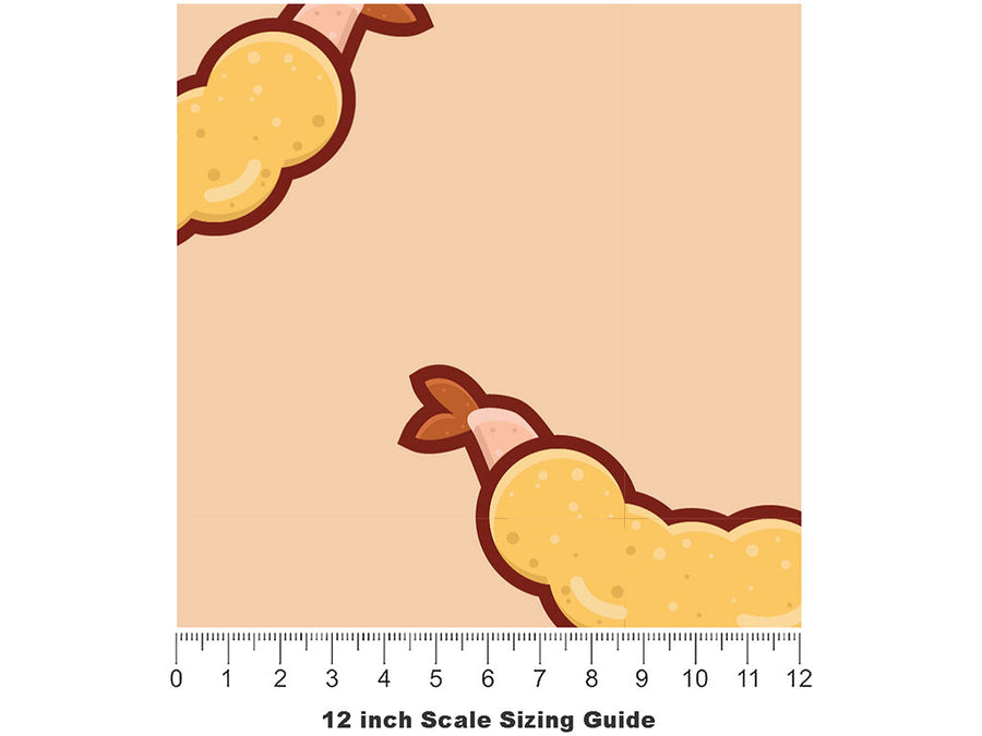 Fried Shrimp Food Vinyl Film Pattern Size 12 inch Scale~Rwraps Fried Shrimp Food Sizing Chart~2