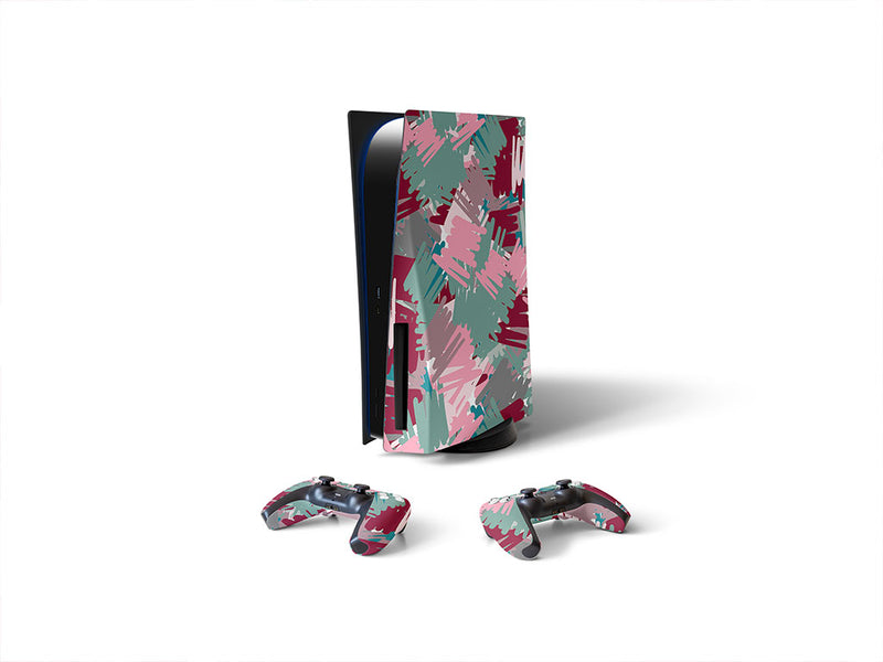 friendly lovers abstract geometric Sony PS5 DIY Skin