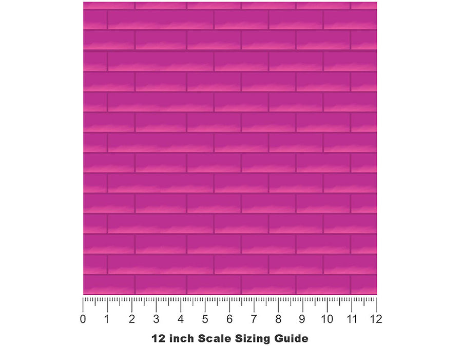 Fuchsia Brick Vinyl Film Pattern Size 12 inch Scale~Rwraps Fuchsia Brick Sizing Chart~3