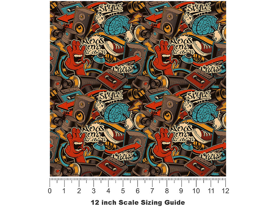 Full Coverage Graffiti Vinyl Film Pattern Size 12 inch Scale~Rwraps Full Coverage Graffiti Sizing Chart~2
