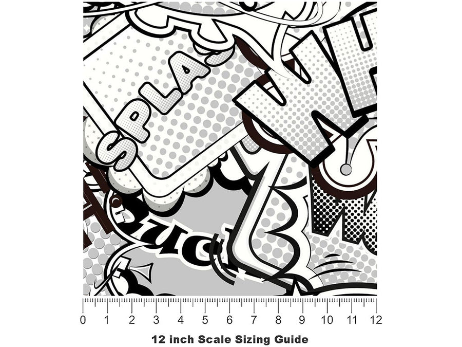 Funny Papers Sticker Bomb Vinyl Film Pattern Size 12 inch Scale~Rwraps Funny Papers Sticker Bomb Sizing Chart~3