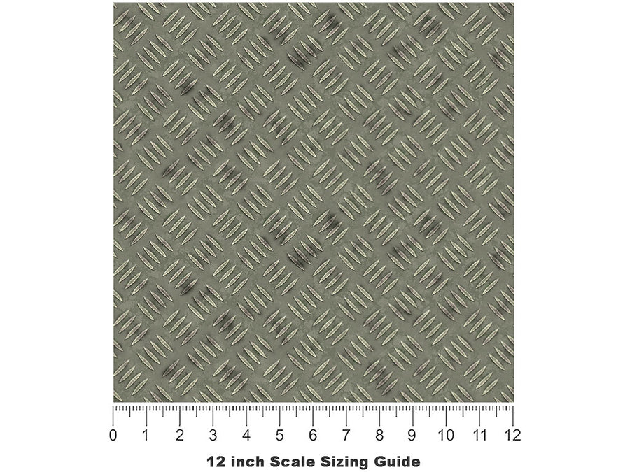 Galvanized Green Diamond Plate Vinyl Film Pattern Size 12 inch Scale~Rwraps Galvanized Green Sizing Chart~2