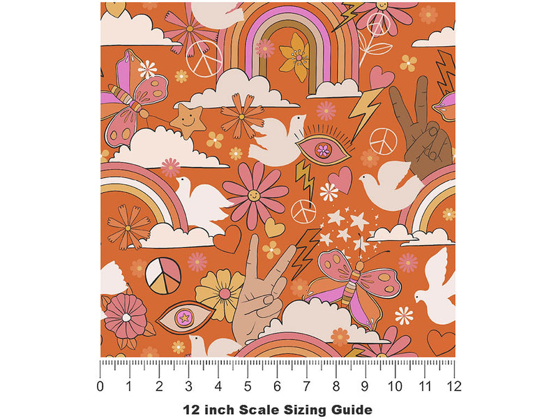 Garden Birds Retro Vinyl Film Pattern Size 12 inch Scale~Rwraps Garden Birds Retro Sizing Chart~2