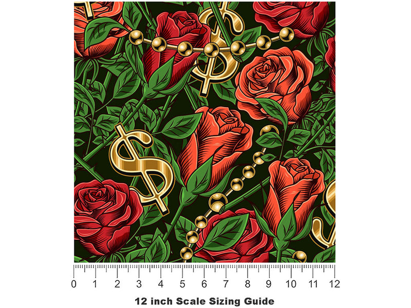 Garden Treasure Floral Vinyl Film Pattern Size 12 inch Scale~Rwraps Garden Treasure Floral Sizing Chart~2