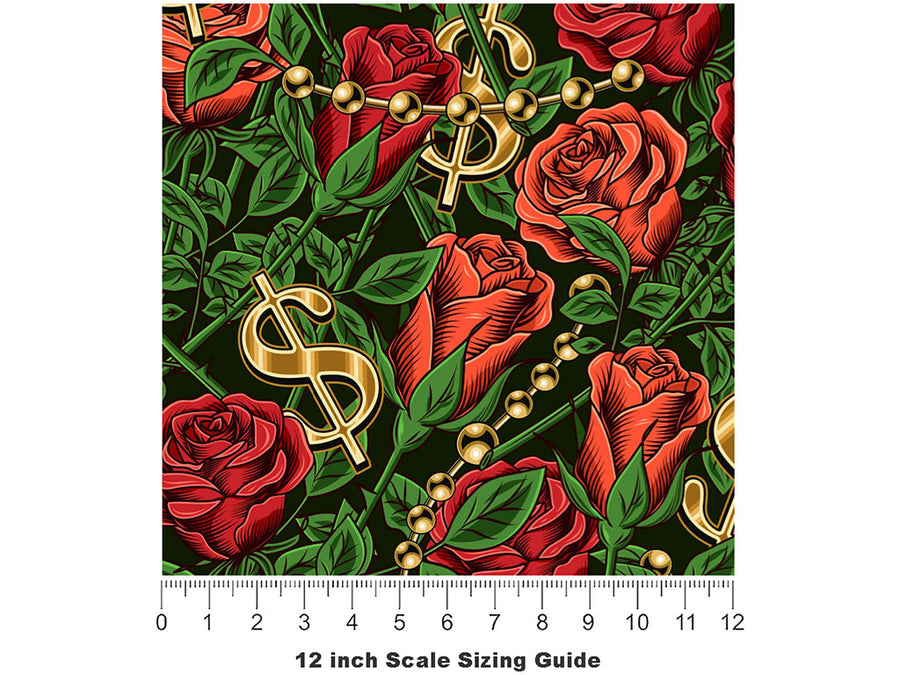 Garden Treasure Floral Vinyl Film Pattern Size 12 inch Scale~Rwraps Garden Treasure Floral Sizing Chart~2