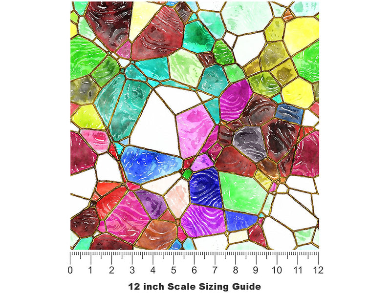 Glass Agglomeration Mosaic Vinyl Film Pattern Size 12 inch Scale~Rwraps Glass Agglomeration Mosaic Sizing Chart~2