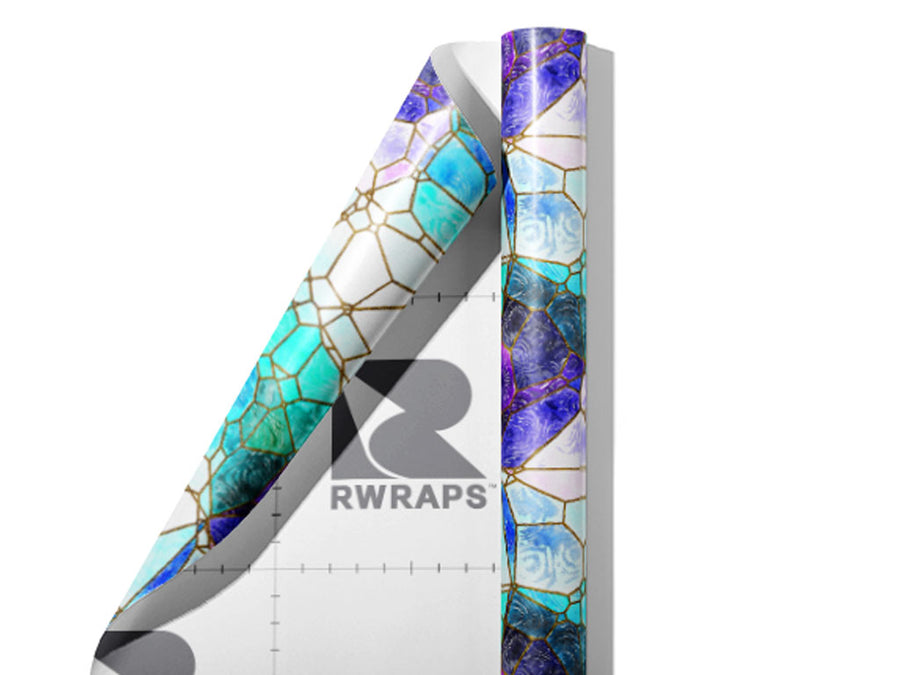 Glass River Mosaic Wrap Film Sheets~Rwraps Series 914 Glass River Mosaic Scrolled Sheet~3