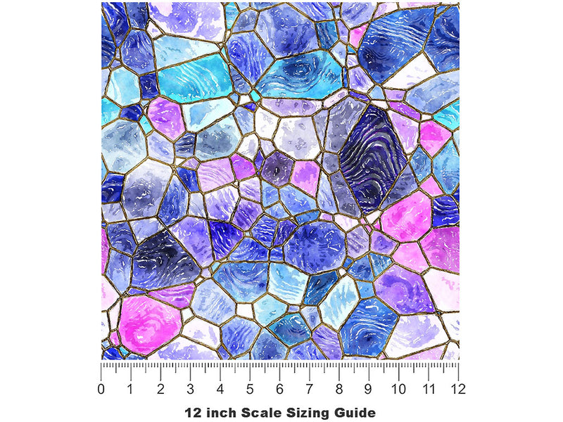 Glass Riverbed Mosaic Vinyl Film Pattern Size 12 inch Scale~Rwraps Glass Riverbed Mosaic Sizing Chart~2