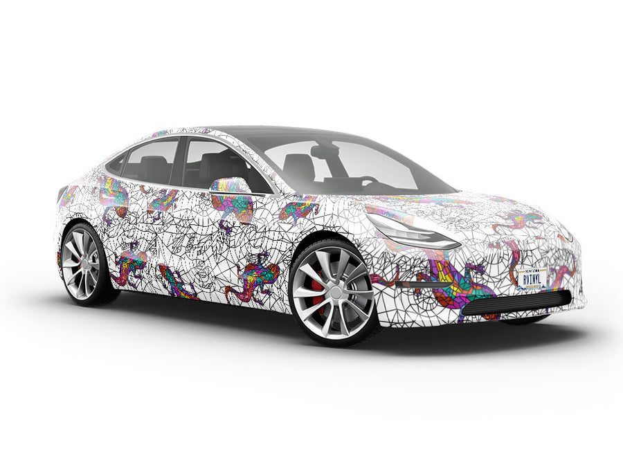 Glowing Geckos Stained Glass Vehicle Vinyl Wrap