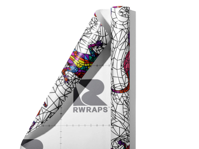 Glowing Geckos Stained Glass Wrap Film Sheets~Rwraps Series 914 Glowing Geckos Stained Glass Scrolled Sheet~3