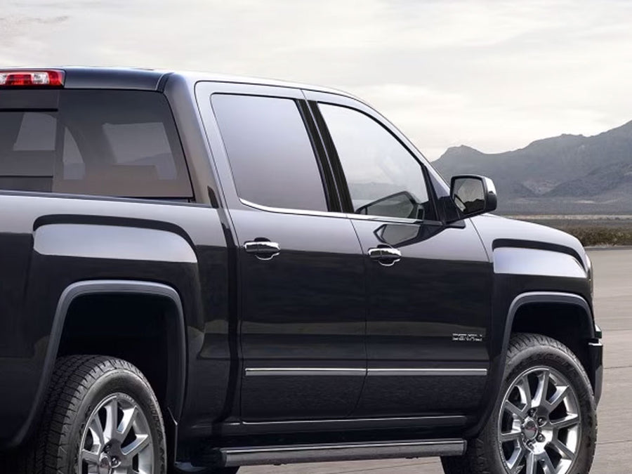 gmc sierra 2014-2018 (1500 crew / extended cab) Brushed Aluminum Black Pillar Cover Diagram