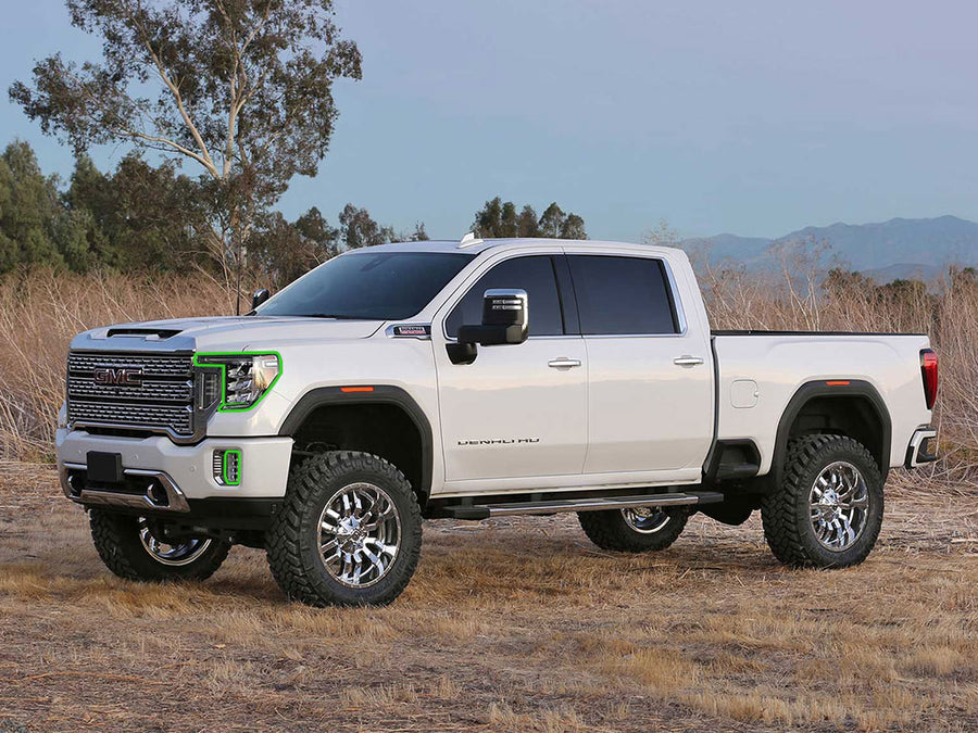 gmc sierra 2020-2023 (2500 / 3500) Headlight Protection Installation Location